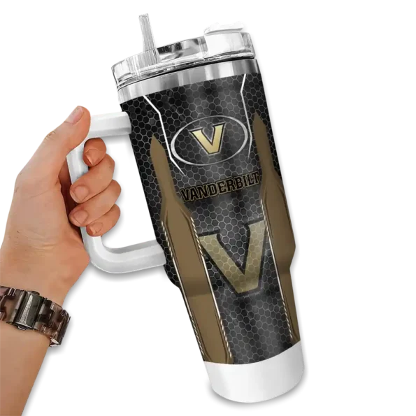 personalized vanderbilt commodores hexagon armor black curved tumbler fashion forward.webp