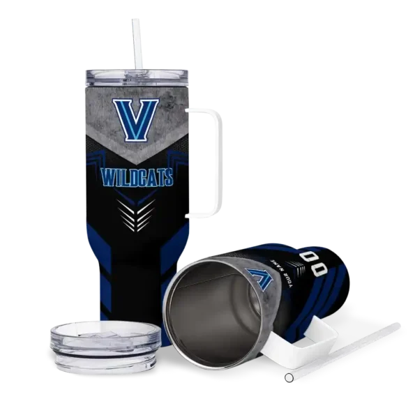 personalized villanova wildcats arrow armor navy black curved tumbler high quality.webp