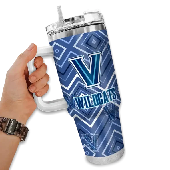 personalized villanova wildcats bold diamonds navy curved tumbler fashion forward 1.webp