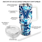 personalized villanova wildcats camo mashup navy white curved tumbler best selling.webp