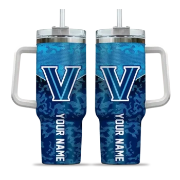 personalized villanova wildcats chevron stripe navy curved tumbler best selling.webp