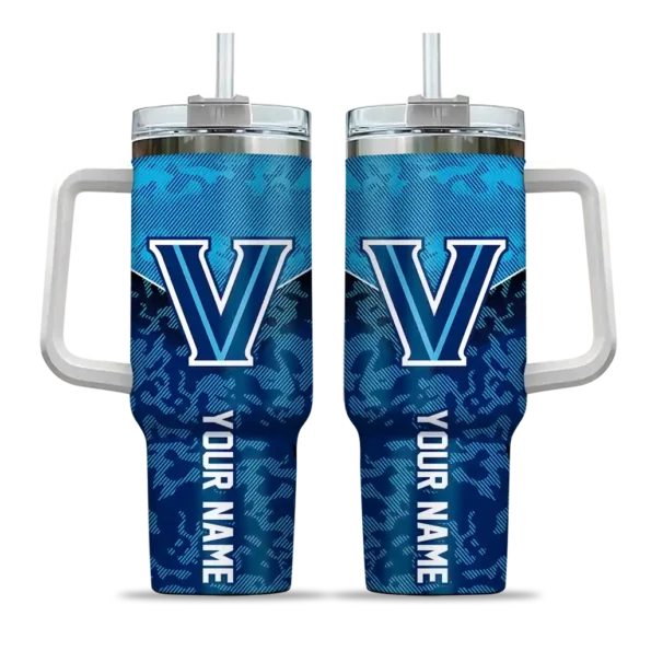personalized villanova wildcats chevron stripe navy curved tumbler best selling.webp