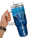 personalized villanova wildcats chevron stripe navy curved tumbler best selling.webp