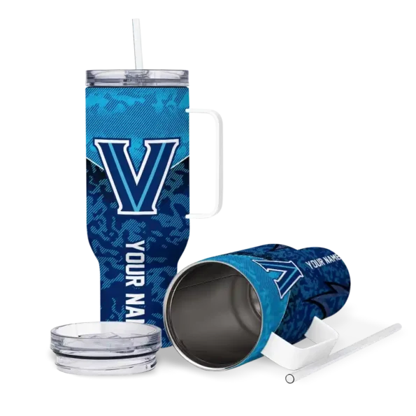 personalized villanova wildcats chevron stripe navy curved tumbler high quality.webp