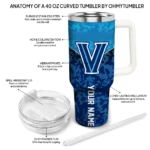 personalized villanova wildcats chevron stripe navy curved tumbler best selling.webp