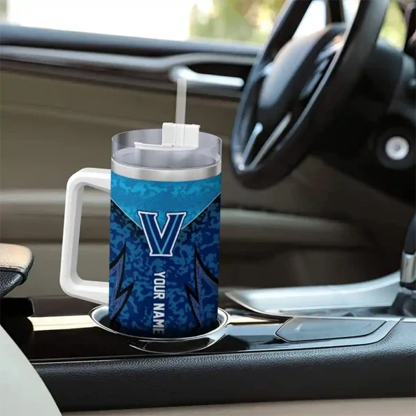personalized villanova wildcats chevron stripe navy curved tumbler trendy.webp