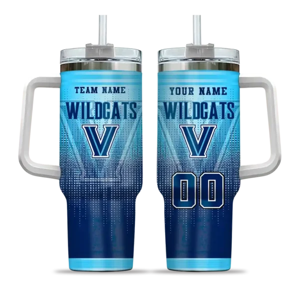 personalized villanova wildcats gradient dots navy curved tumbler best selling.webp