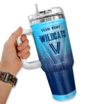 personalized villanova wildcats gradient dots navy curved tumbler best selling.webp