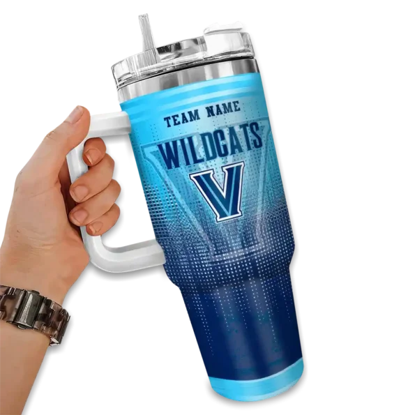 personalized villanova wildcats gradient dots navy curved tumbler fashion forward.webp
