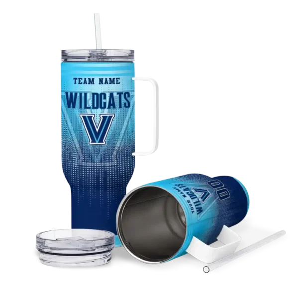 personalized villanova wildcats gradient dots navy curved tumbler high quality.webp