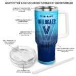 personalized villanova wildcats gradient dots navy curved tumbler best selling.webp