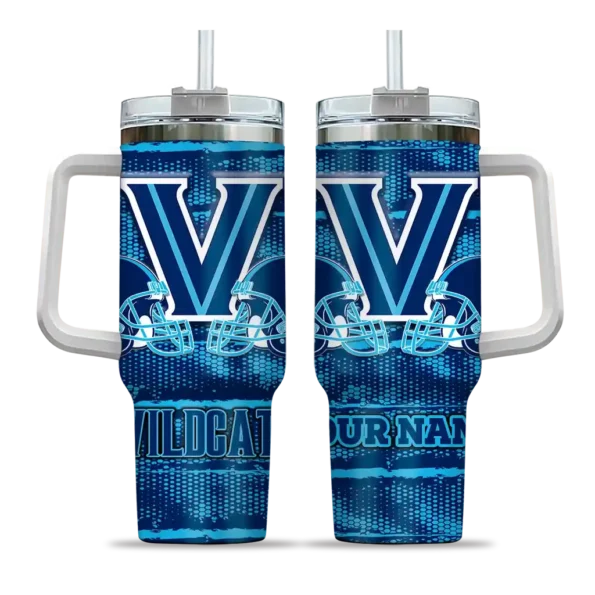 personalized villanova wildcats honey streaks navy curved tumbler best selling.webp