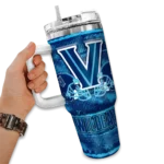 personalized villanova wildcats honey streaks navy curved tumbler best selling.webp