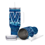 personalized villanova wildcats honey streaks navy curved tumbler best selling.webp