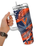 personalized virginia cavaliers abstract paths blue curved tumbler best selling.webp