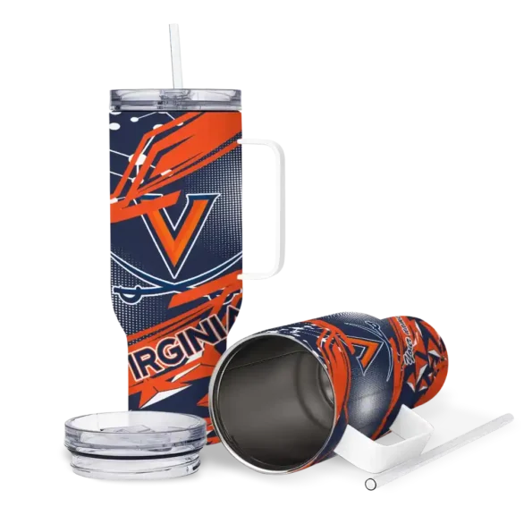 personalized virginia cavaliers abstract paths blue curved tumbler high quality.webp