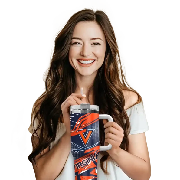 personalized virginia cavaliers abstract paths blue curved tumbler premium grade.webp