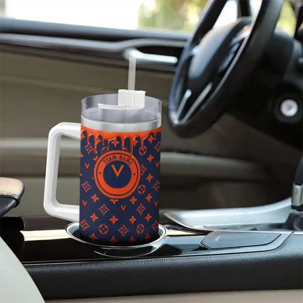 personalized virginia cavaliers bullseye drips blue curved tumbler trendy.webp