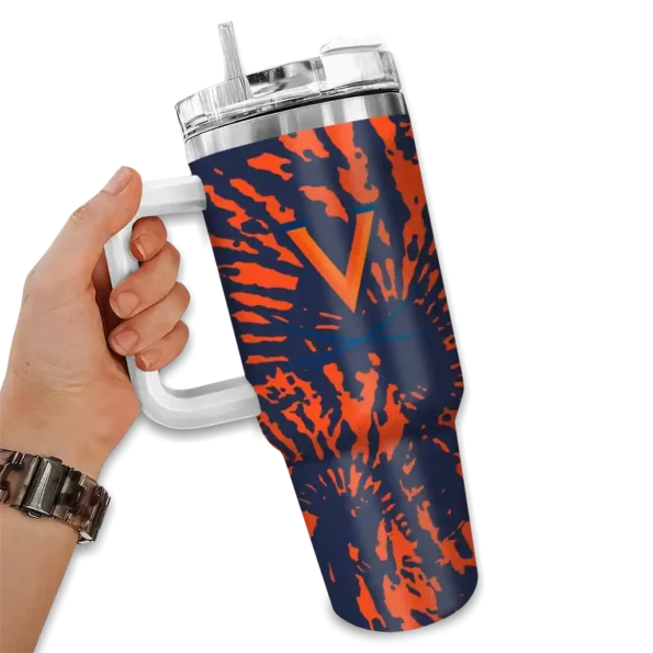 personalized virginia cavaliers burst swirl blue curved tumbler fashion forward.webp