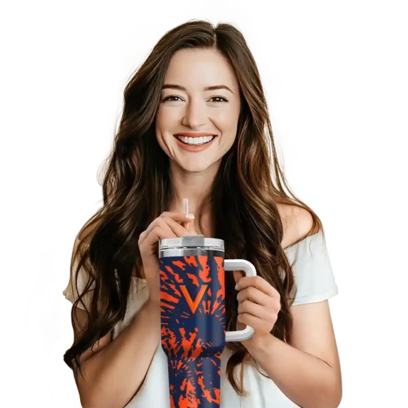 personalized virginia cavaliers burst swirl blue curved tumbler premium grade.webp