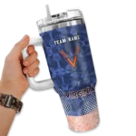 personalized virginia cavaliers geometric prism blue curved tumbler best selling.webp