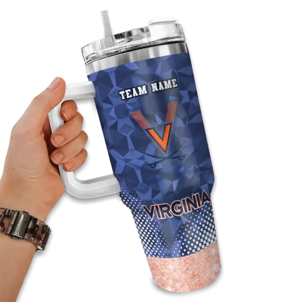 personalized virginia cavaliers geometric prism blue curved tumbler fashion forward.webp