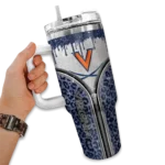 personalized virginia cavaliers leopard zipper blue curved tumbler best selling.webp