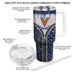 personalized virginia cavaliers leopard zipper blue curved tumbler best selling.webp