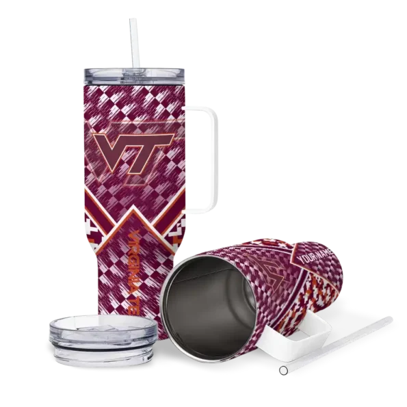 personalized virginia tech hokies chevron angle maroon curved tumbler high quality.webp