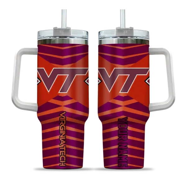 personalized virginia tech hokies chevron layers maroon curved tumbler best selling.webp