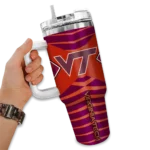personalized virginia tech hokies chevron layers maroon curved tumbler best selling.webp