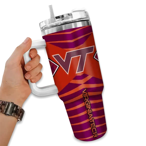 personalized virginia tech hokies chevron layers maroon curved tumbler fashion forward.webp