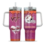 personalized virginia tech hokies heart helmet motif maroon curved tumbler best selling.webp