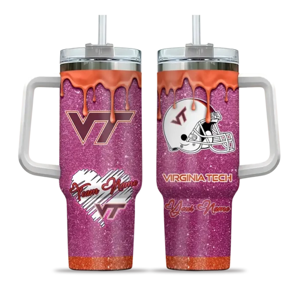 personalized virginia tech hokies heart helmet motif maroon curved tumbler best selling.webp