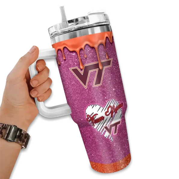 personalized virginia tech hokies heart helmet motif maroon curved tumbler fashion forward.webp