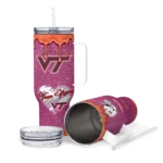 personalized virginia tech hokies heart helmet motif maroon curved tumbler best selling.webp