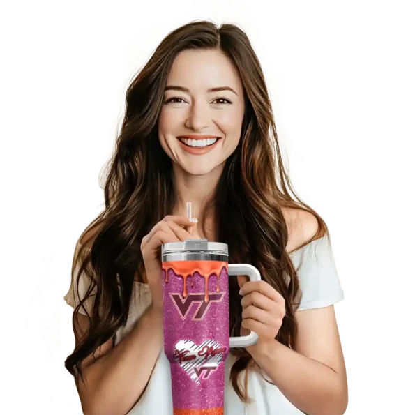 personalized virginia tech hokies heart helmet motif maroon curved tumbler premium grade.webp