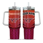 personalized virginia tech hokies hex texture maroon curved tumbler best selling.webp