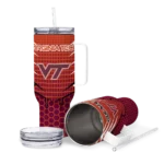 personalized virginia tech hokies hex texture maroon curved tumbler best selling.webp