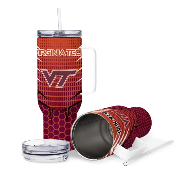 personalized virginia tech hokies hex texture maroon curved tumbler high quality.webp