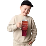 personalized virginia tech hokies hex texture maroon curved tumbler best selling.webp