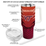personalized virginia tech hokies hex texture maroon curved tumbler best selling.webp