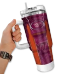personalized virginia tech hokies hexagon armor maroon curved tumbler best selling.webp