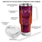 personalized virginia tech hokies hexagon armor maroon curved tumbler best selling.webp