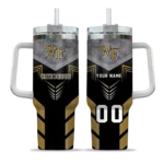 personalized wake forest demon deacons arrow armor gold black curved tumbler best selling.webp