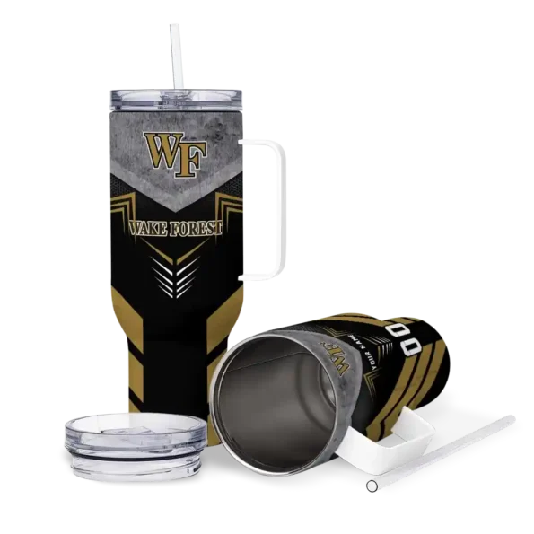 personalized wake forest demon deacons arrow armor gold black curved tumbler high quality.webp