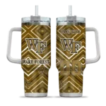 personalized wake forest demon deacons bold diamonds gold curved tumbler best selling.webp
