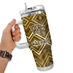 personalized wake forest demon deacons bold diamonds gold curved tumbler best selling.webp