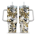 personalized wake forest demon deacons camo mashup gold white curved tumbler best selling.webp