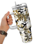 personalized wake forest demon deacons camo mashup gold white curved tumbler best selling.webp
